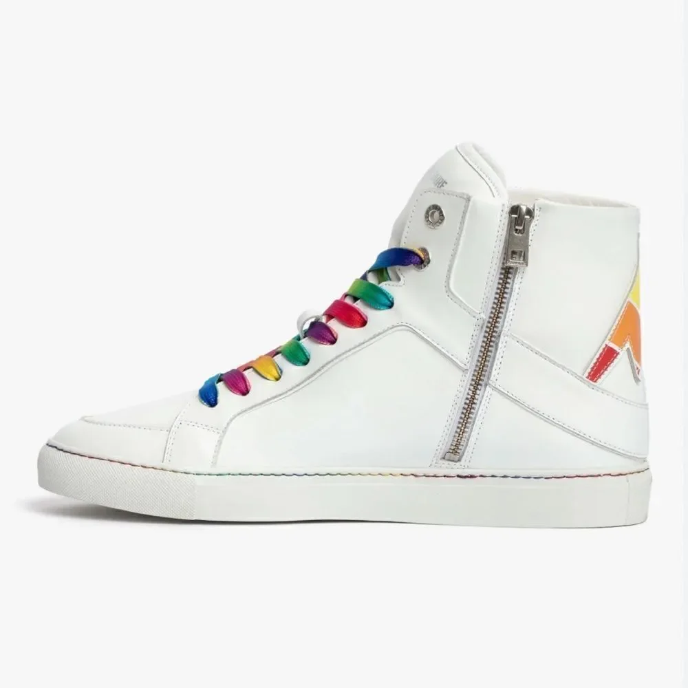 New Zadig &‎ Voltaire Womens High Flash Pride Lightning Bolt Sneakers $498